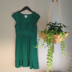 Emerald green Anthropologie dress by Maeve