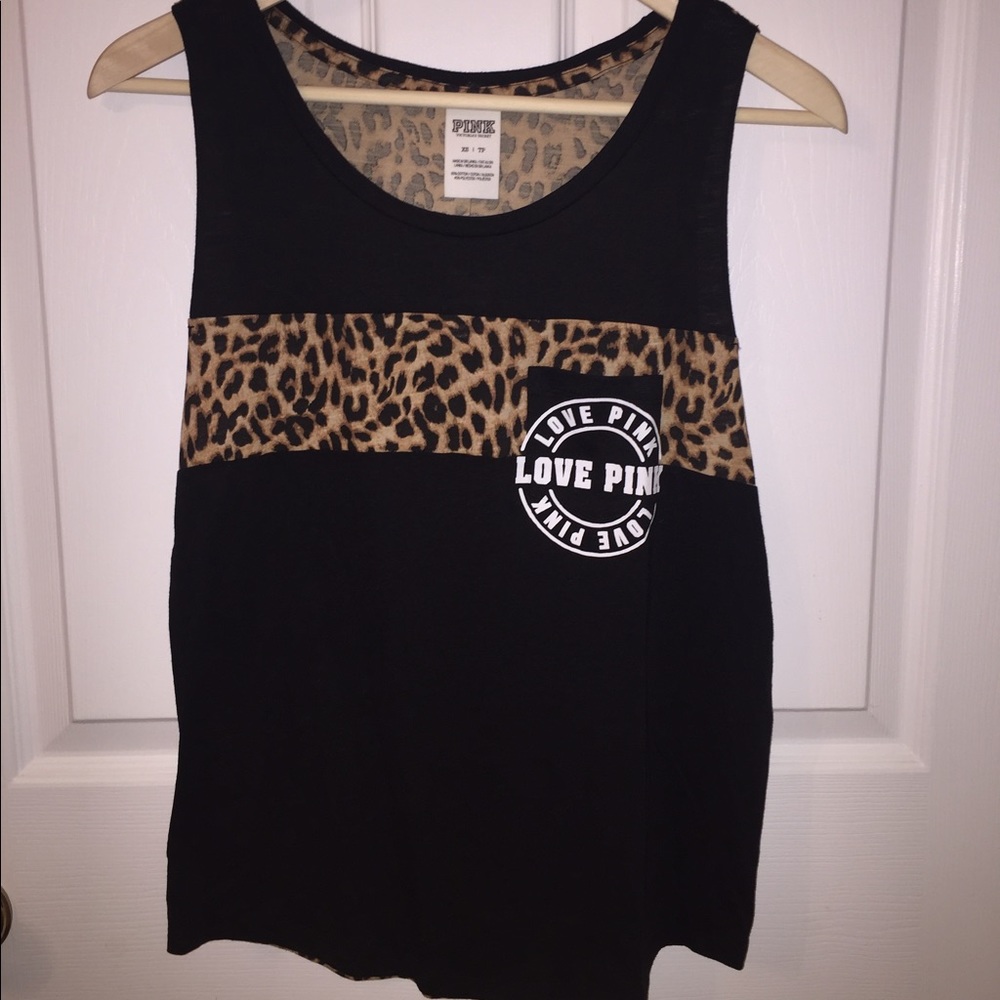 VS PINK Cheetah Cut Off Tank