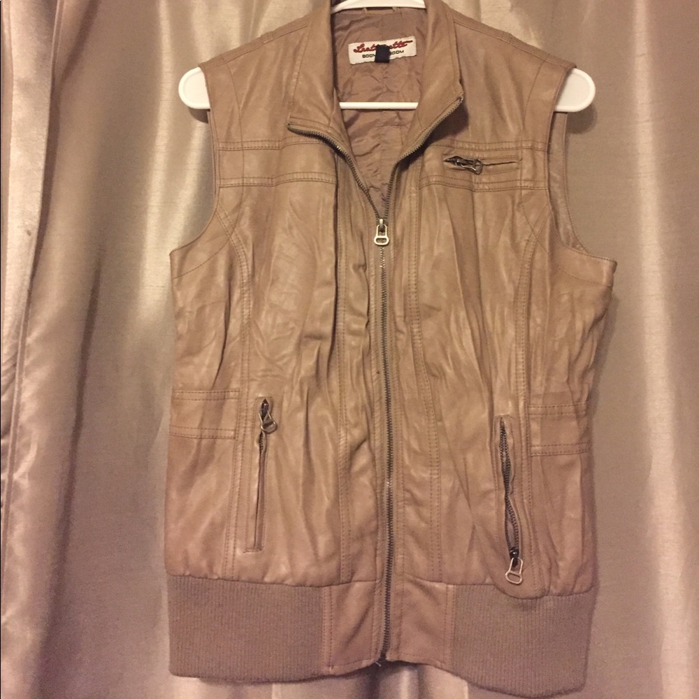 Faux Leather Vest with Pockets
