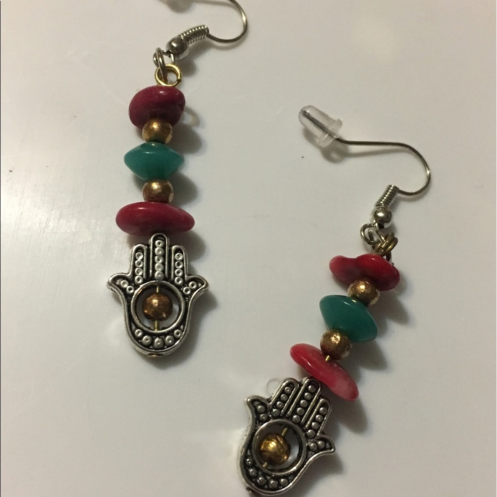 🆕 Red Coral Hamsa Earrings