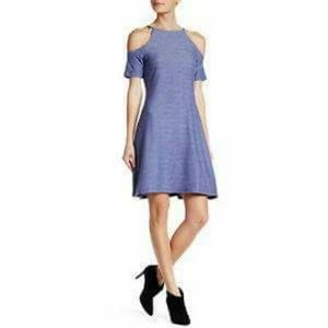 The Vanity Room Blue Cold Shoulder Knit Dress