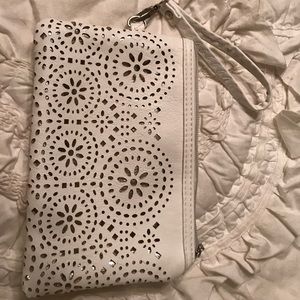 Silver and white Wristlet
