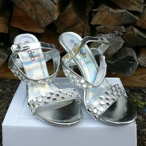 DEB Strappy Silver Sparkle Heels