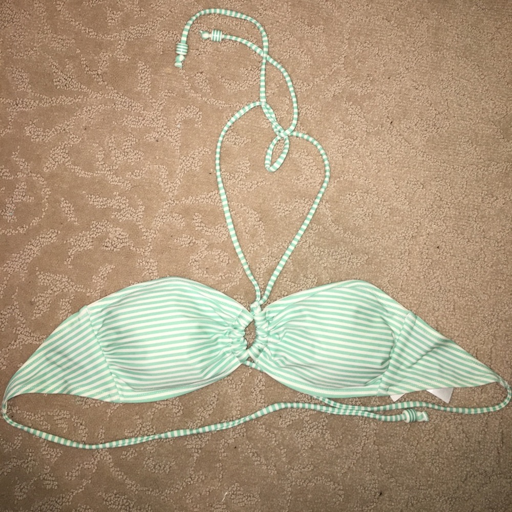 H&M Mint green and white striped bikini top