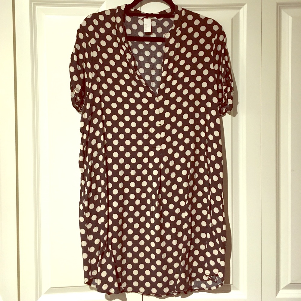 black and white polka dot mini dress