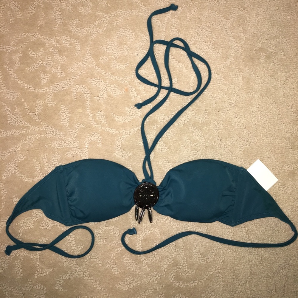 H&M Teal bandeau dream catcher bikini top