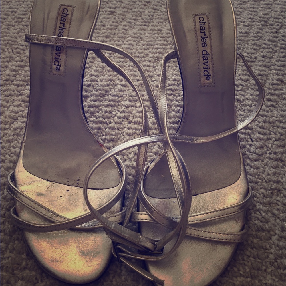 Charles David strapped silver sandals - 8