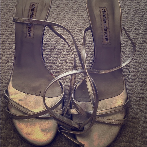 Charles David strapped silver sandals - 8 - Picture 1 of 4