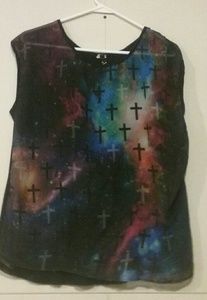 Galaxy Shirt with Cross Detal