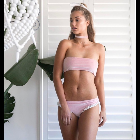 Pink Velvet Ruffle Bikini - Picture 3 of 3
