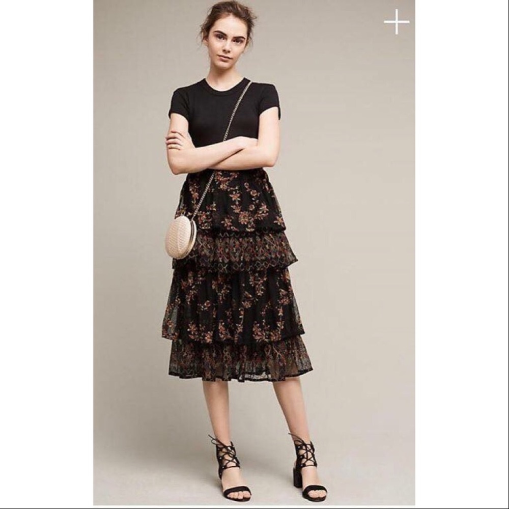 Anthropologie Eri + Ali Tiered Ruffled Skirt.
