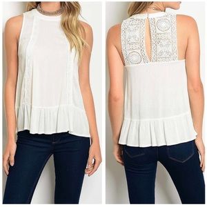 NWT: ivory peplum hem tank