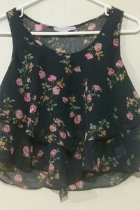 Layered Navy Floral Crop Top