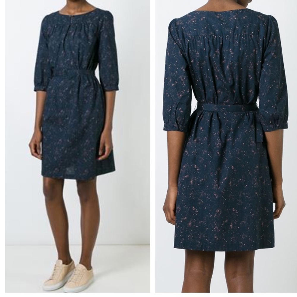 APC 100%cotton designer print belt dress