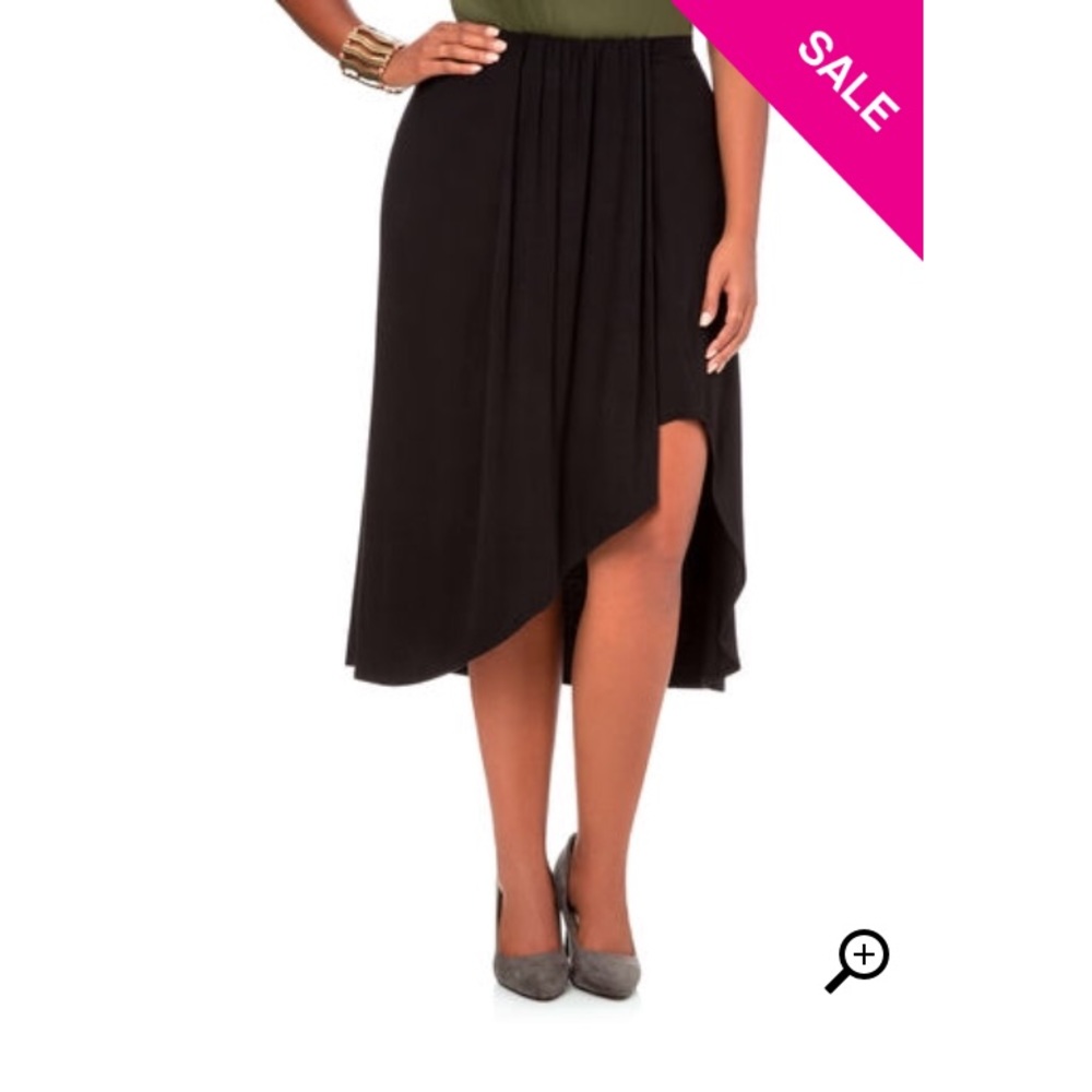 Ashley Stewart Sexy Black Waterfall Maxi Skirt