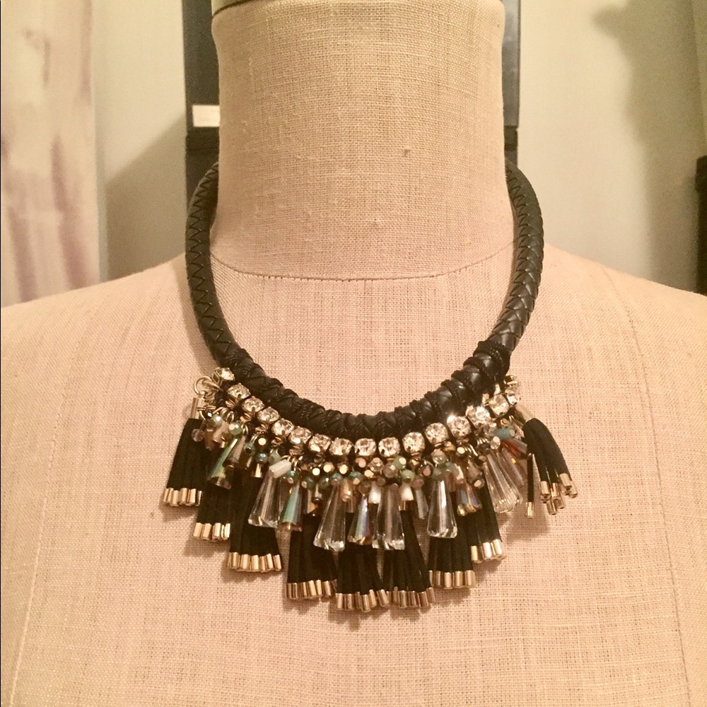 Chunky Sparkle Necklace w/ Rhinestones and Tassels