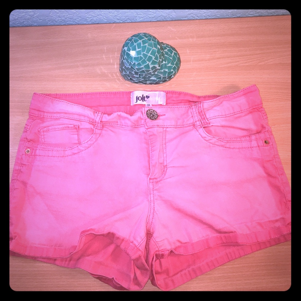 Peach jean shorts