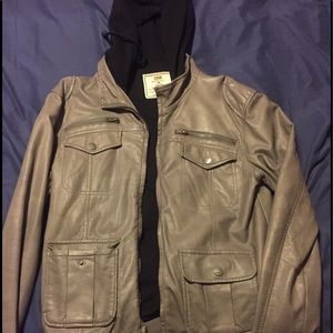 Choir Leather/hoodie jacket MEDIUM