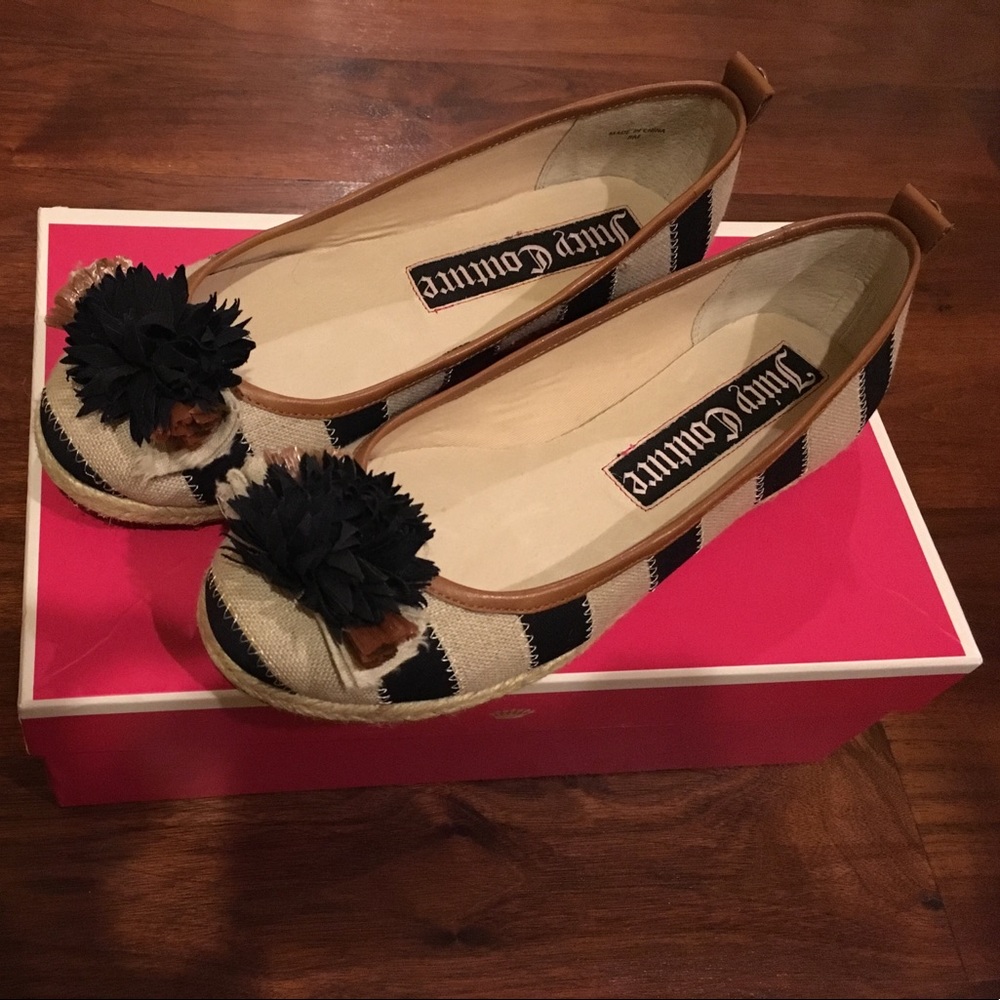 Juicy Couture flats.  Dark natural/ regal navy