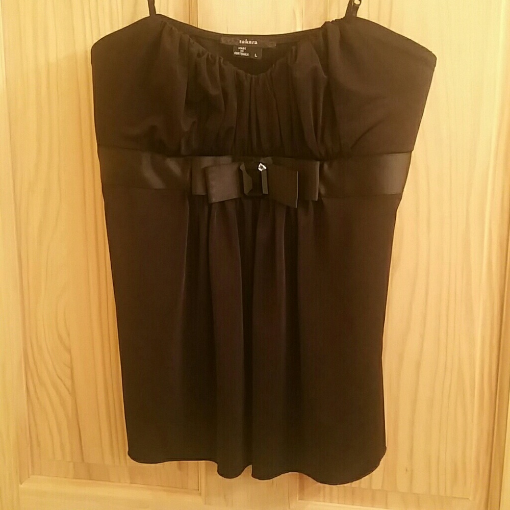 Takara Black  camisole with decorative jewel.