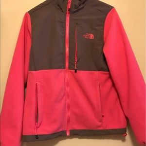 Pink and grey North Face Jacket