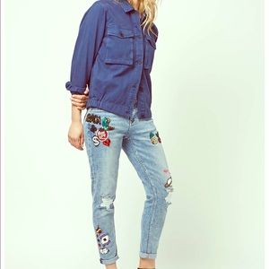 Topshop jeans ripped badged slim boyfriend ASO