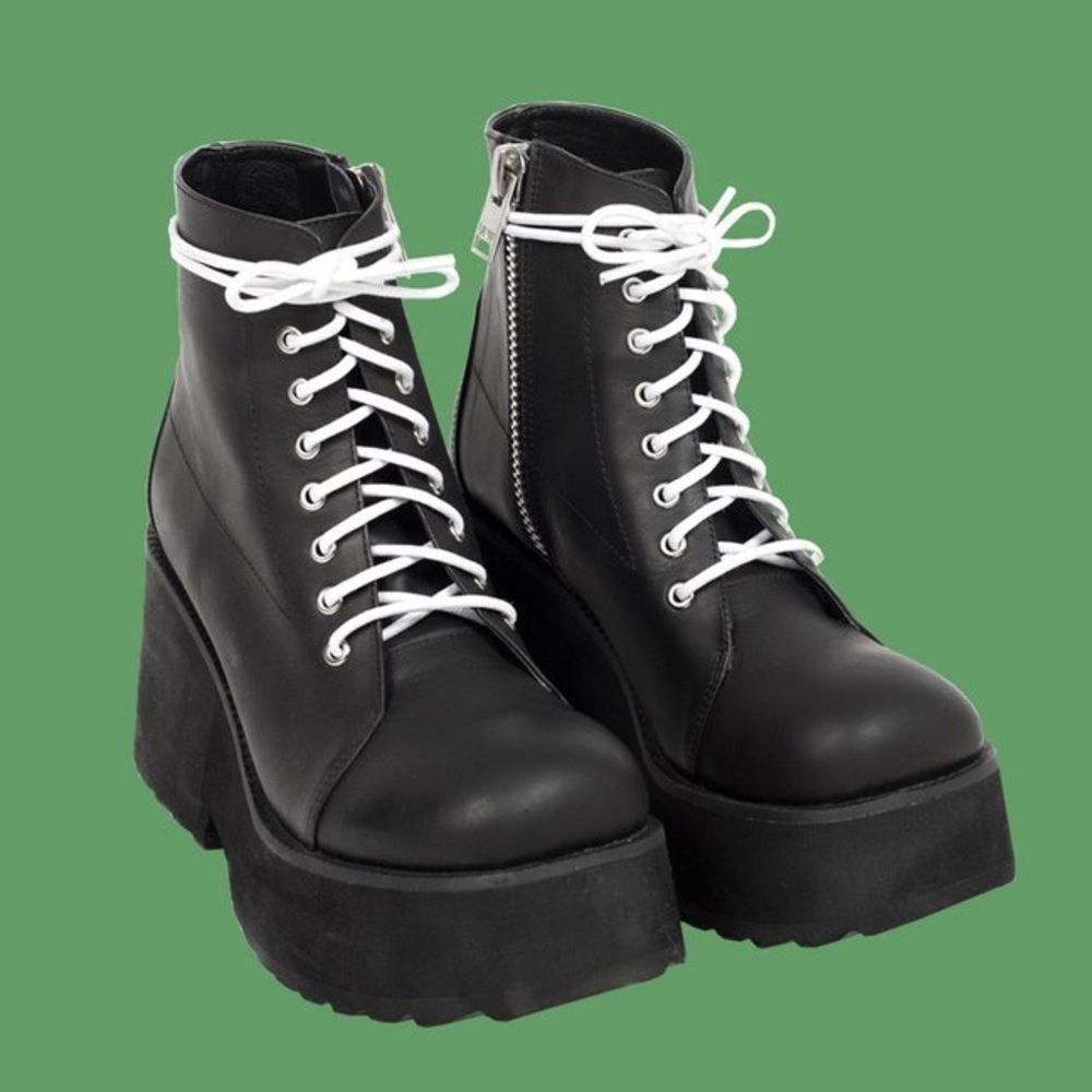 UNIF Ryder Platform Leather Combat Boots
