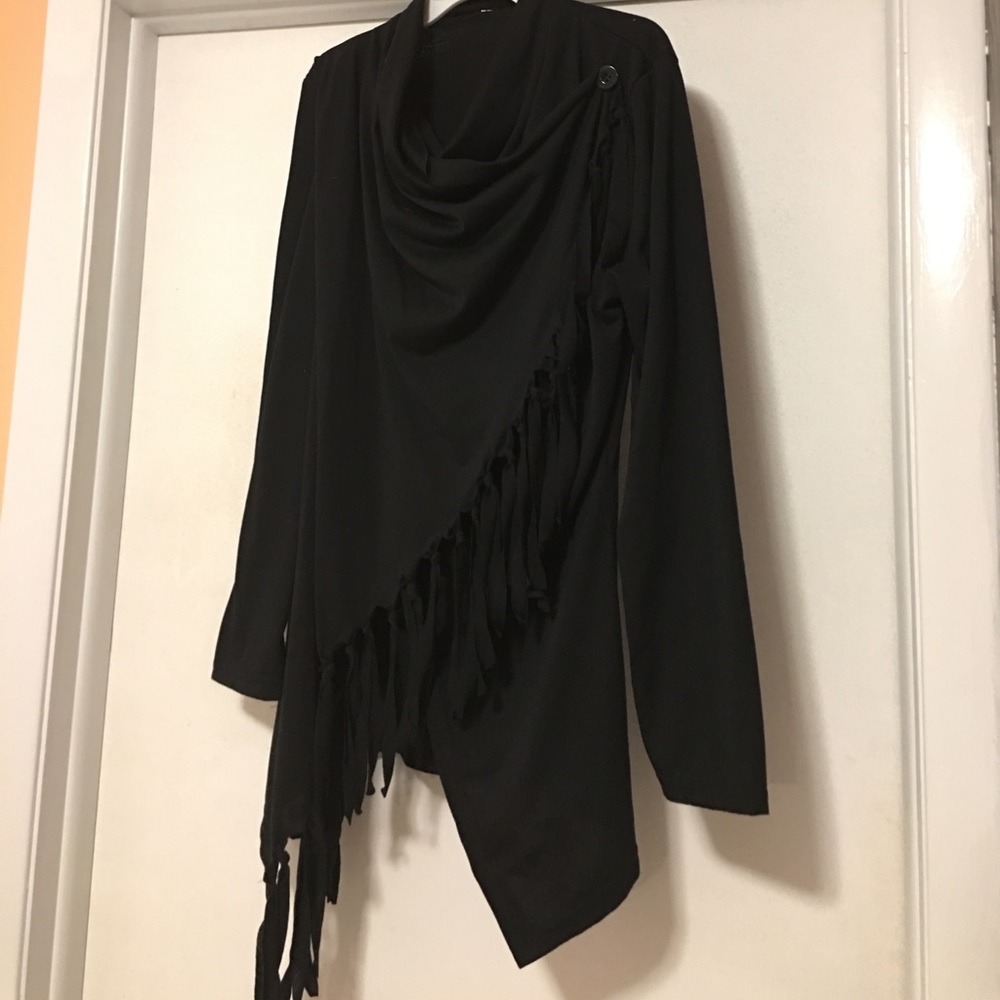 Cowl neck cross body button blouse