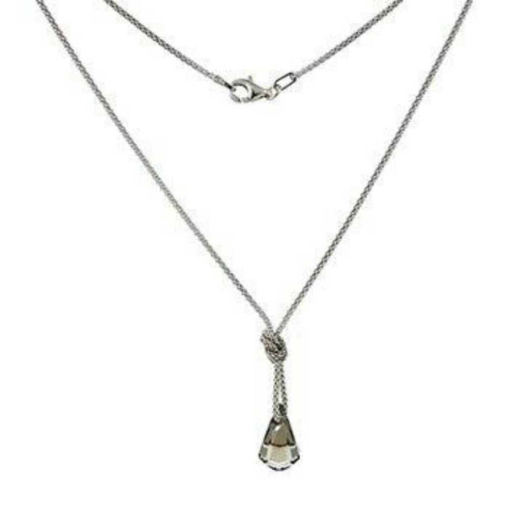 Italian Sterling Silver Smokey Swarovski Necklace
