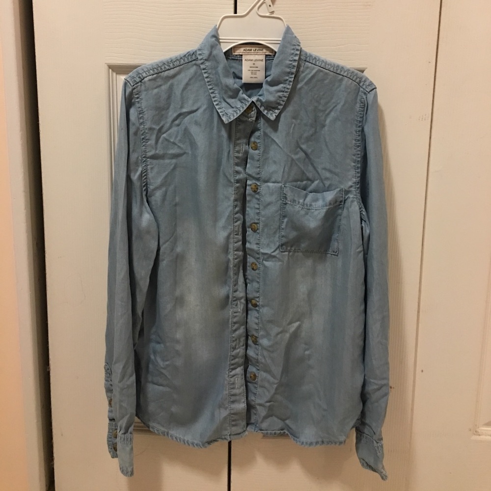 Adam Levine Distressed "faded" Chambray Shirt