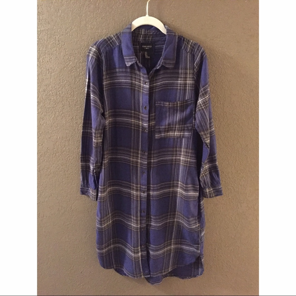 Forever 21 Oversized Flannel Shirt Dress