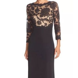 Tadashi shoji black and nude gown size 4 NWT