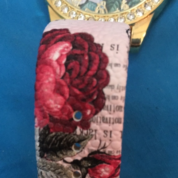 Watch with roses, calligraphy, crowns. NWT - Picture 2 of 4
