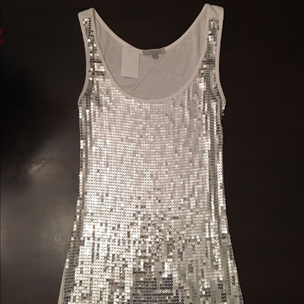 Woman’s White Sequined Tank Top