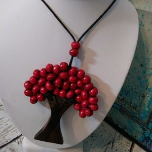 Hand made wood life tree necklace