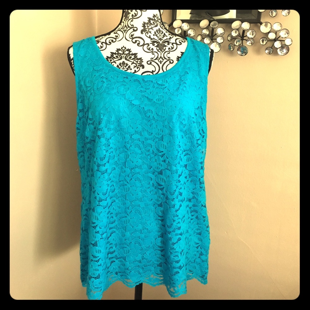 New York and Company Teal sleeveless top, Sz.XL