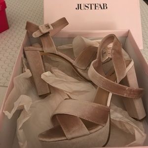 Blush pink velvet heels size 11 platforms