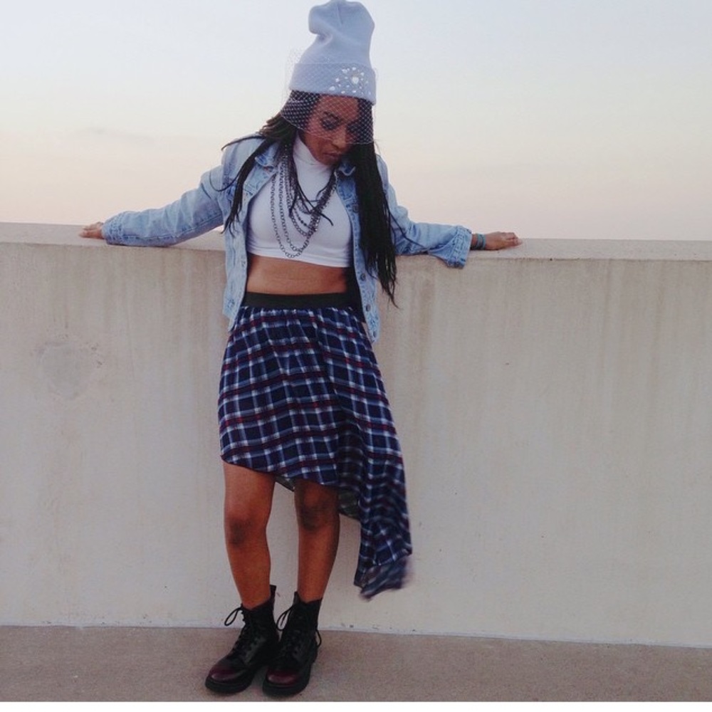 Asymmetrical High-low Plaid Skirt