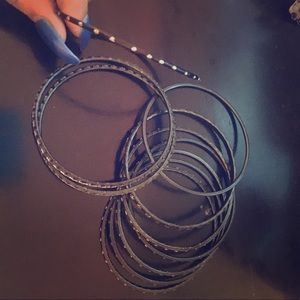 Black and diamond bracelet bangles