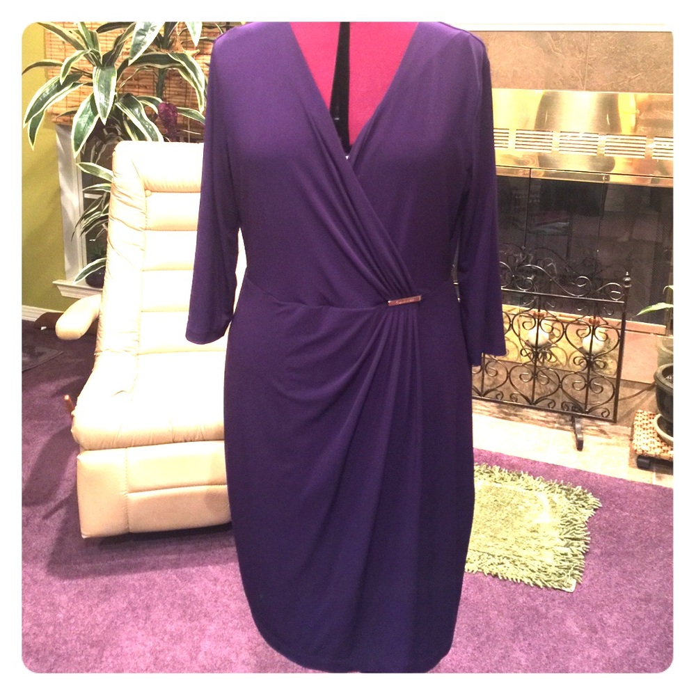 Calvin Klein purple faux wrap dress size 12