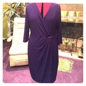 Calvin Klein purple faux wrap dress size 12
