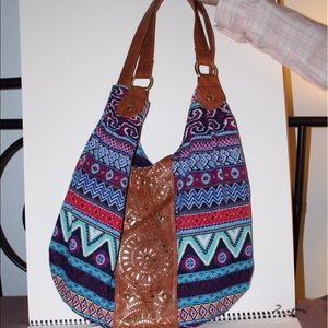 Massini boho bag - tribal knit w faux leather