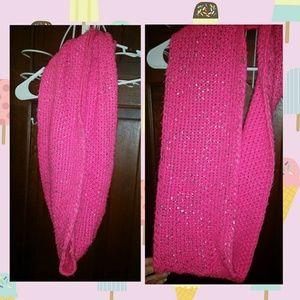 Hot pink knit scarf