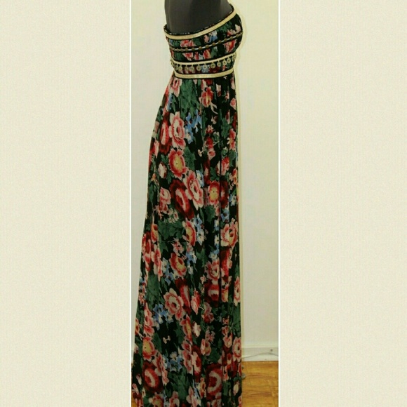 Boho Floral Print Strapless Dress. Sz. 10. - Picture 14 of 14