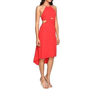 Halston Heritage Ashley Orange Halter Cutout Dress