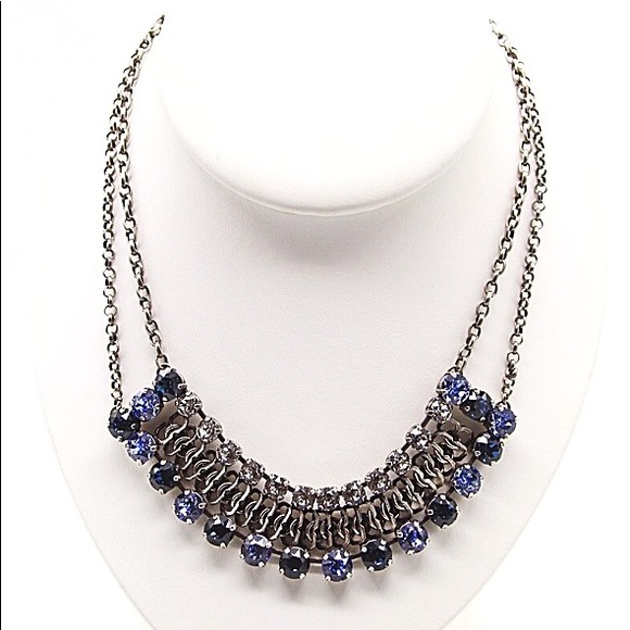 Vintage Edgy style Statement crystal Necklace. Handmade using Swarovski elements - Picture 3 of 6