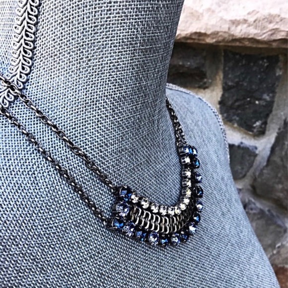 Vintage Edgy style Statement crystal Necklace. Handmade using Swarovski elements - Picture 5 of 6