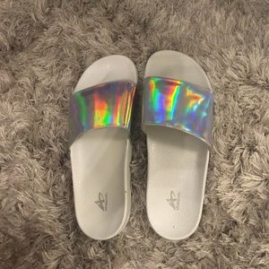 Holographic slip on shoes