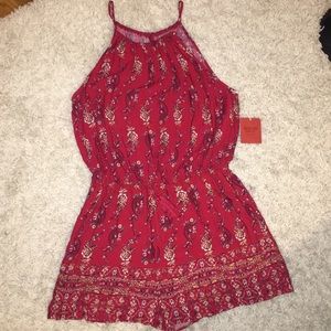 Red Paisley Print Romper