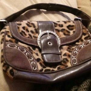 Leppard print and leather hand bag